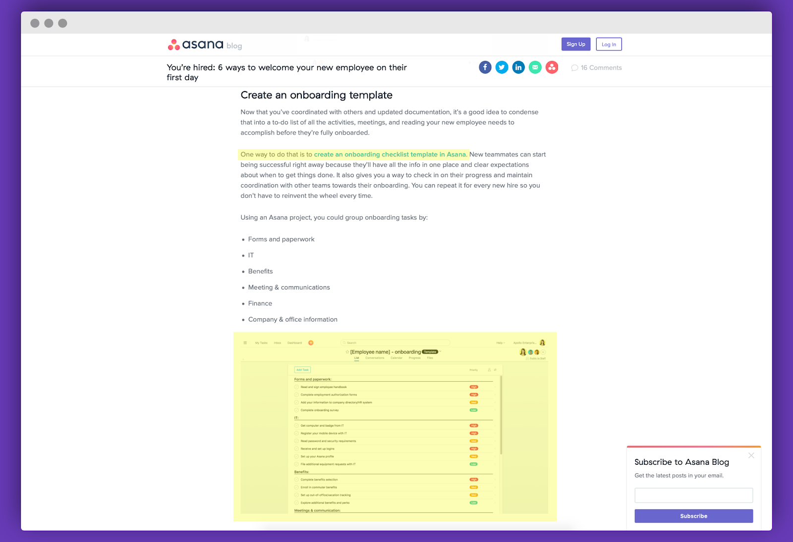 asana content discovery