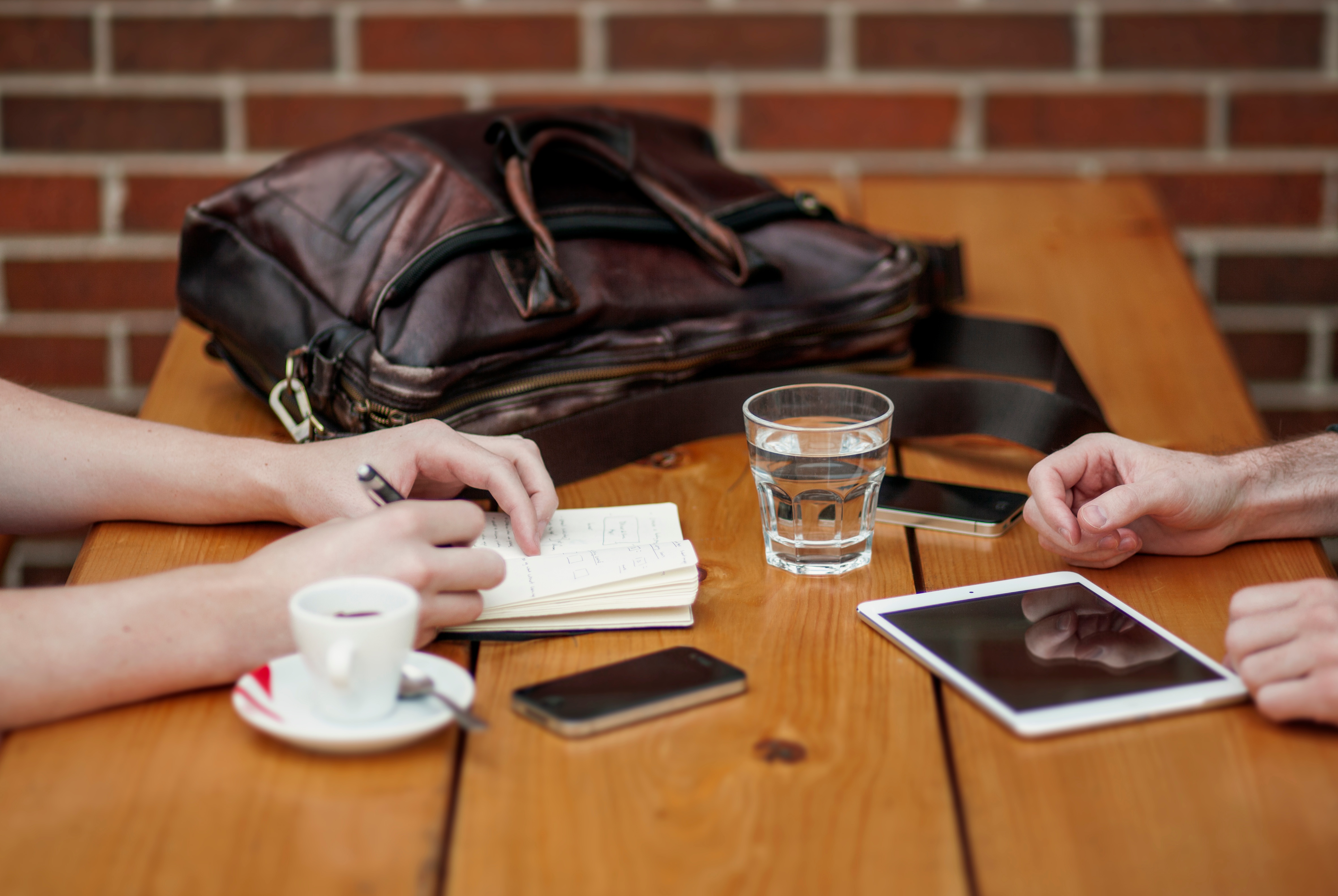 Two people meeting.