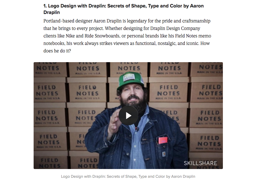 Skillshare advertorial example