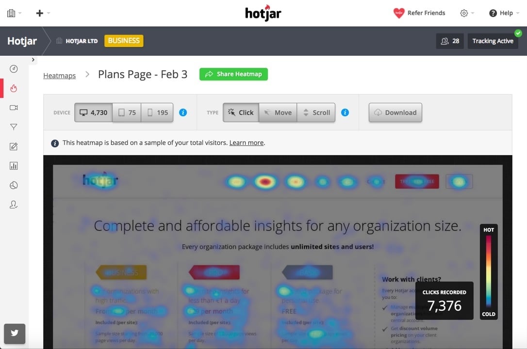Hotjar is a demand generation tool that shows what visitors do on a website.