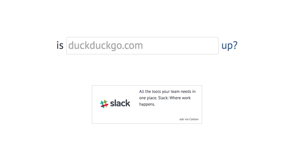 Slack ad on Is It Up