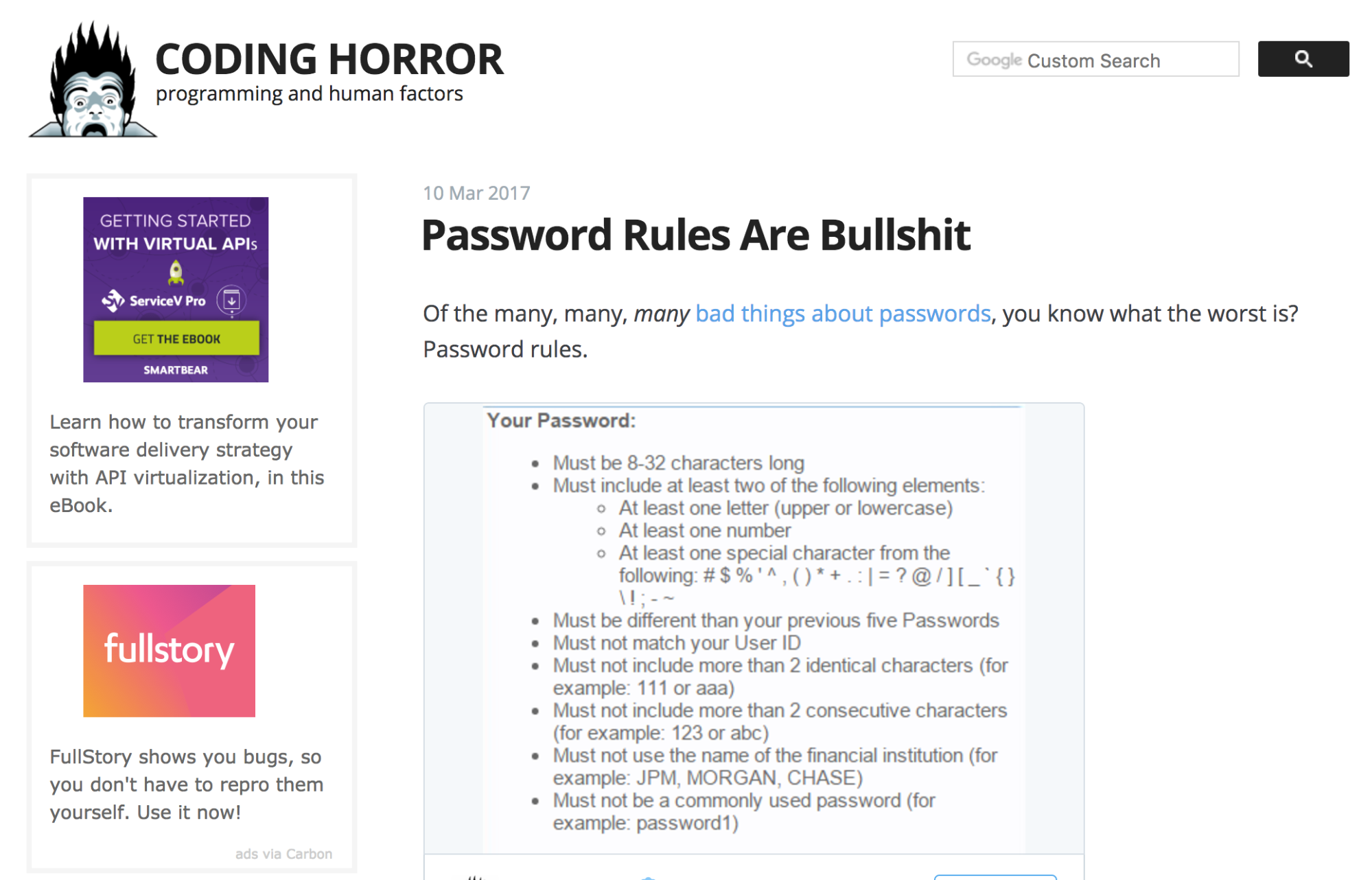 FullStory ad on Coding Horror