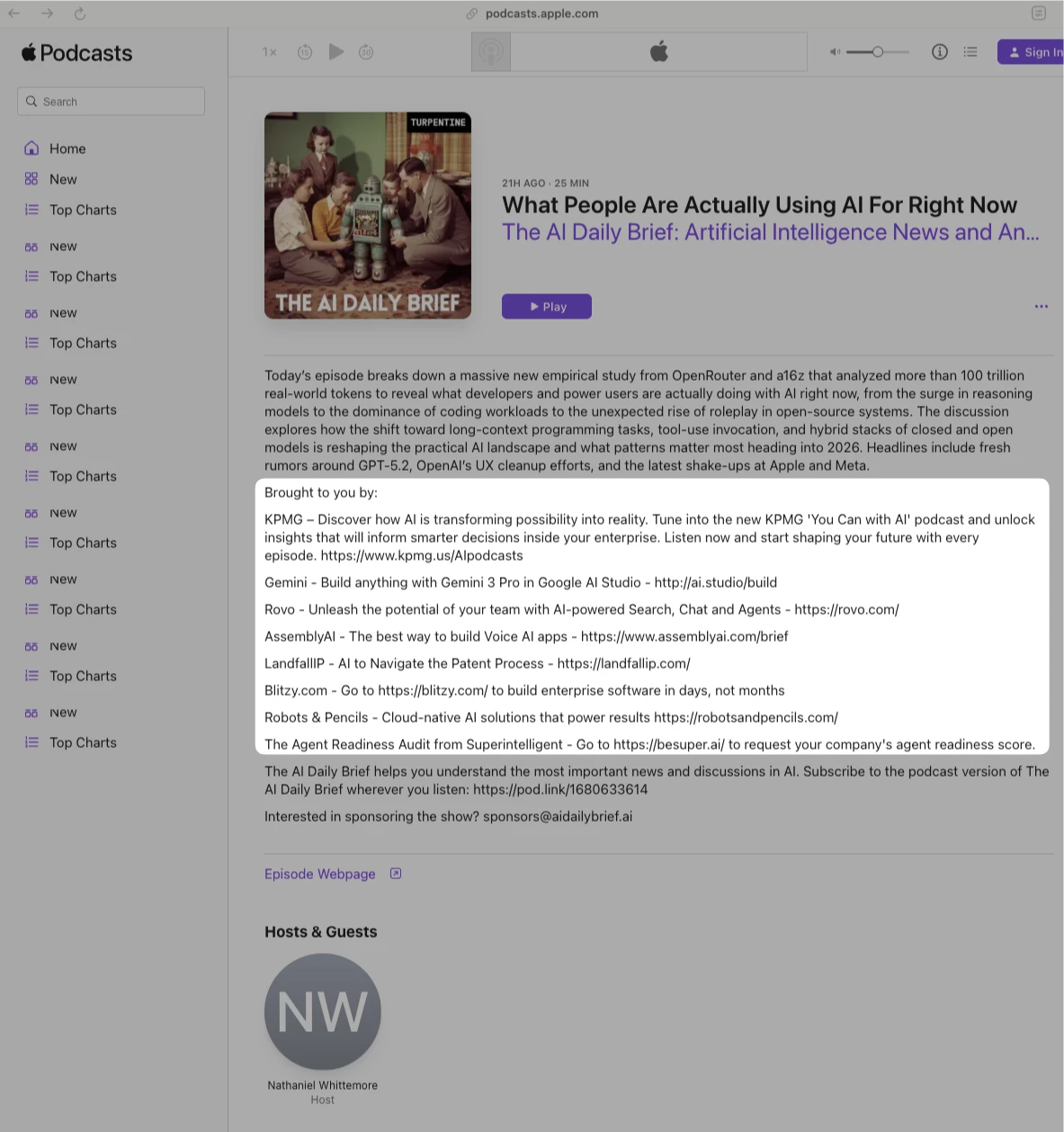 Monthly Sponsorship example on The AI Daily Brief with Nathanial Whittemore