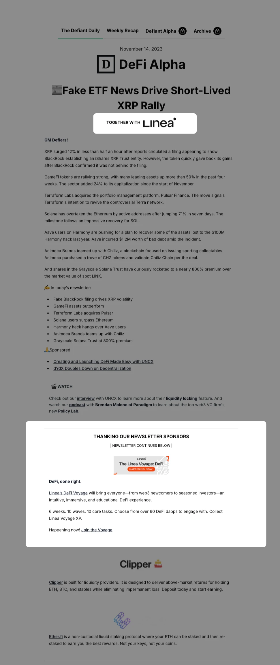 Newsletter Article & Banner placement example