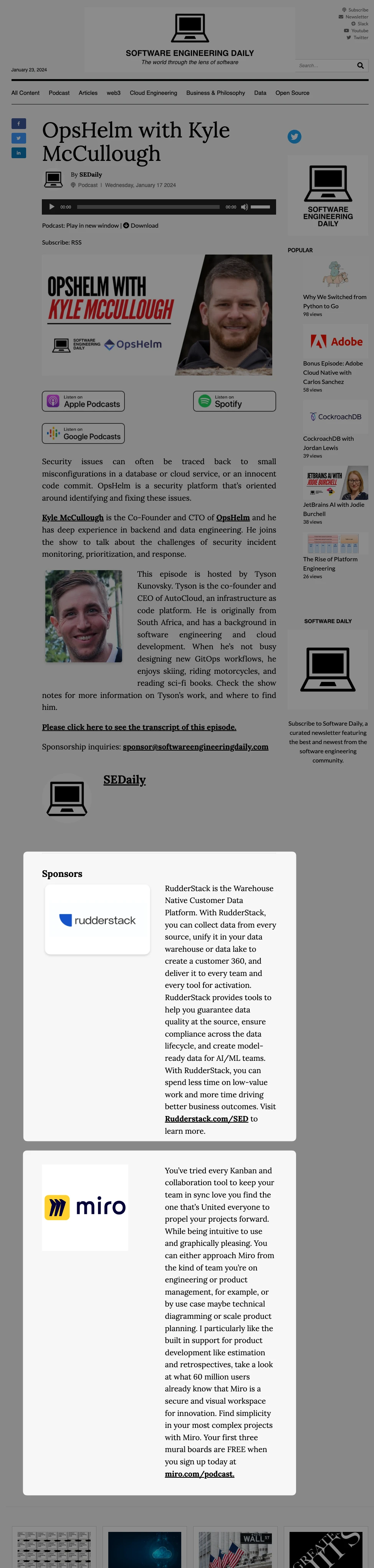 Daily Podcast example on Software Engineering Daily