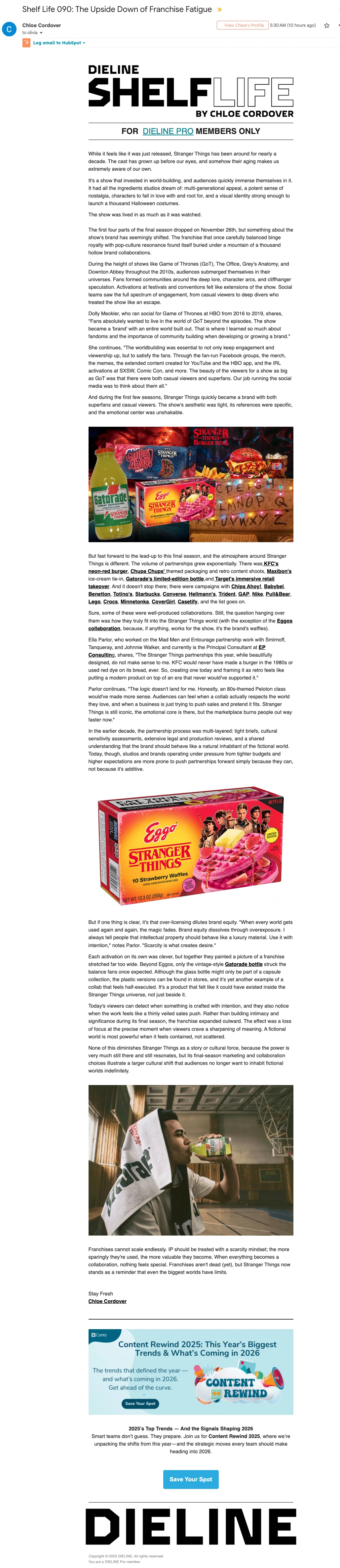 Weekly Newsletter placement example