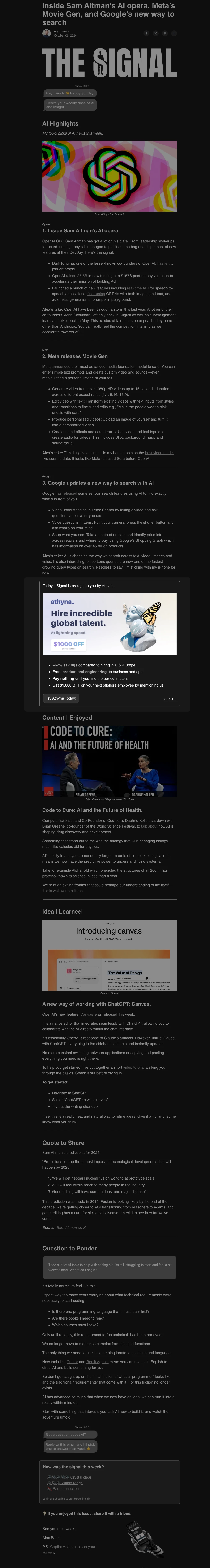 The Signal Newsletter placement example