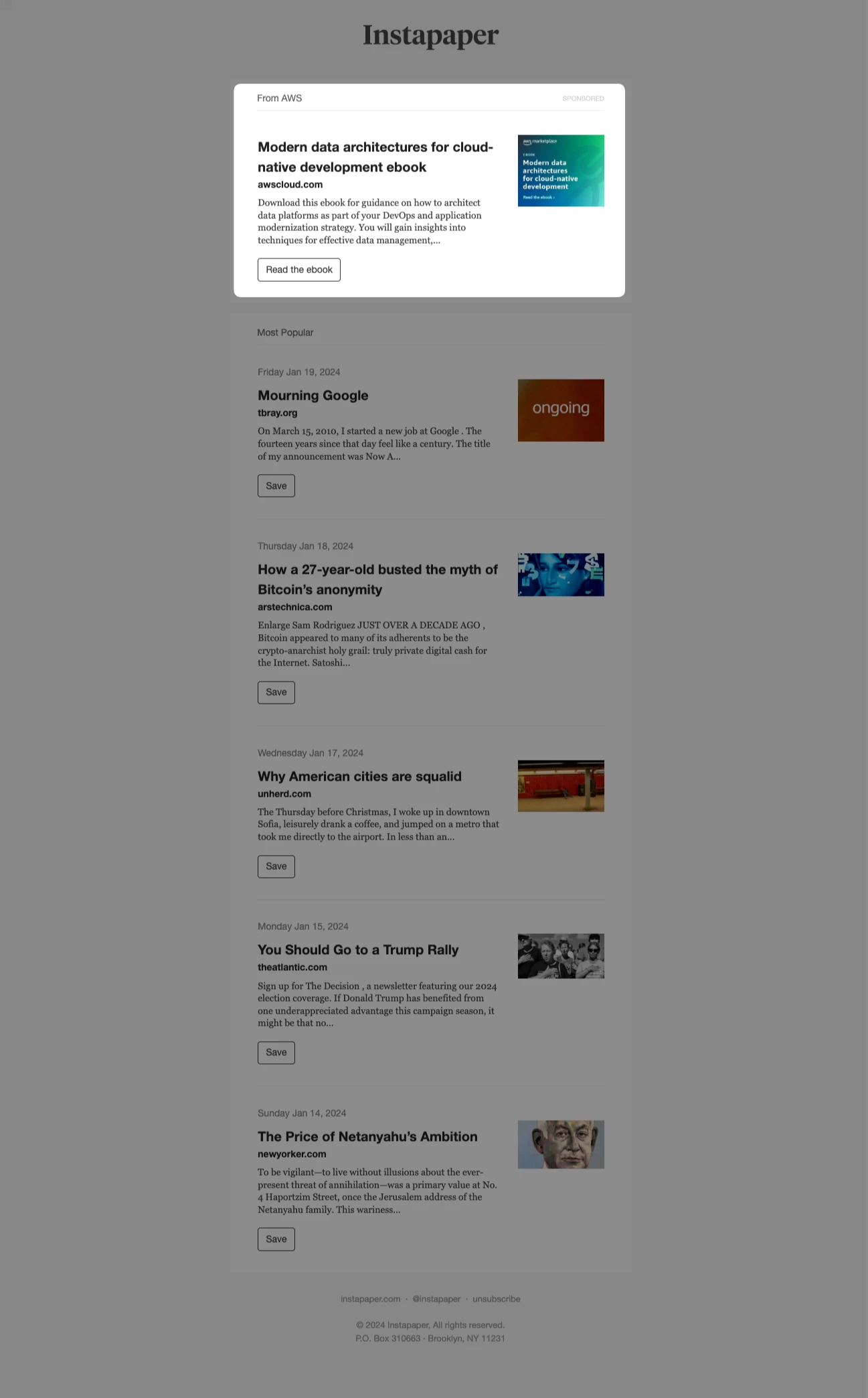 Newsletter Sponsorship placement example