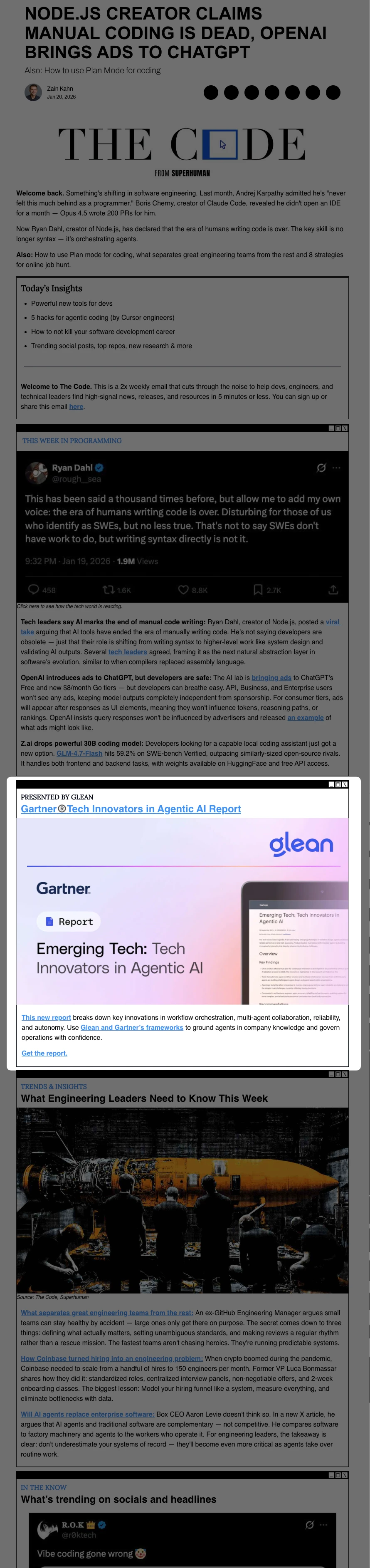 The Code Newsletter - Primary Sponsorship placement example