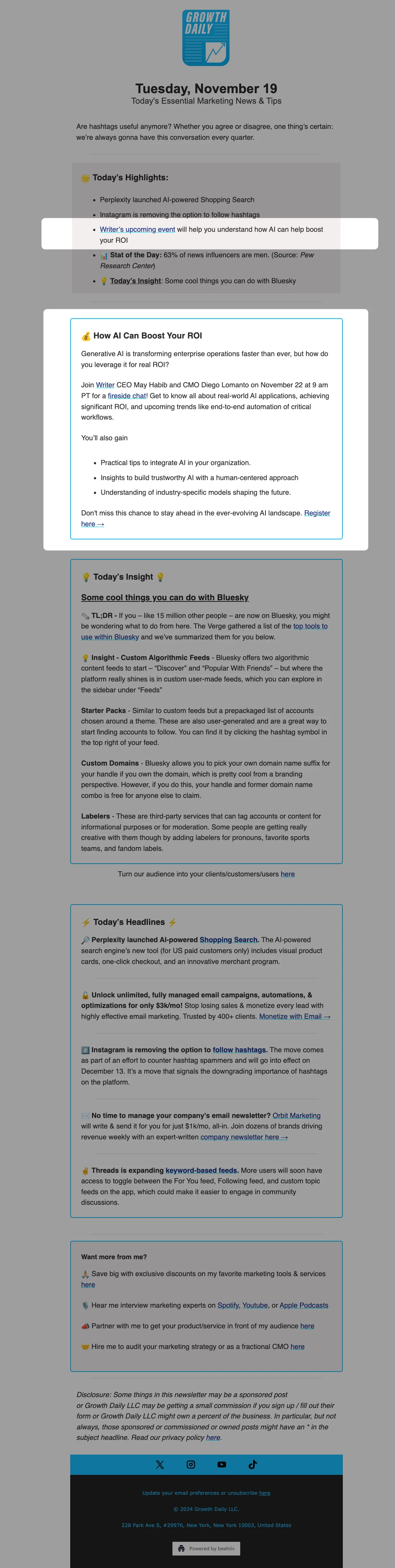 Growth Daily Newsletter - Primary Sponsorship placement example