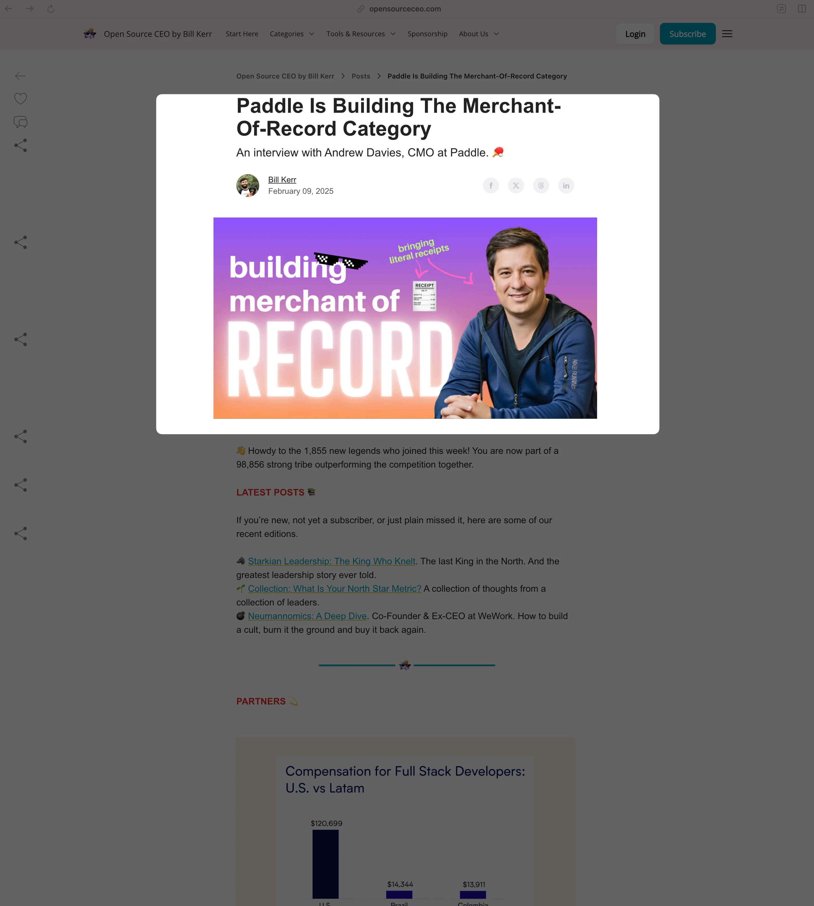 Dedicated Send (Interview / Guest Post) example on Open Source CEO by Bill Kerr