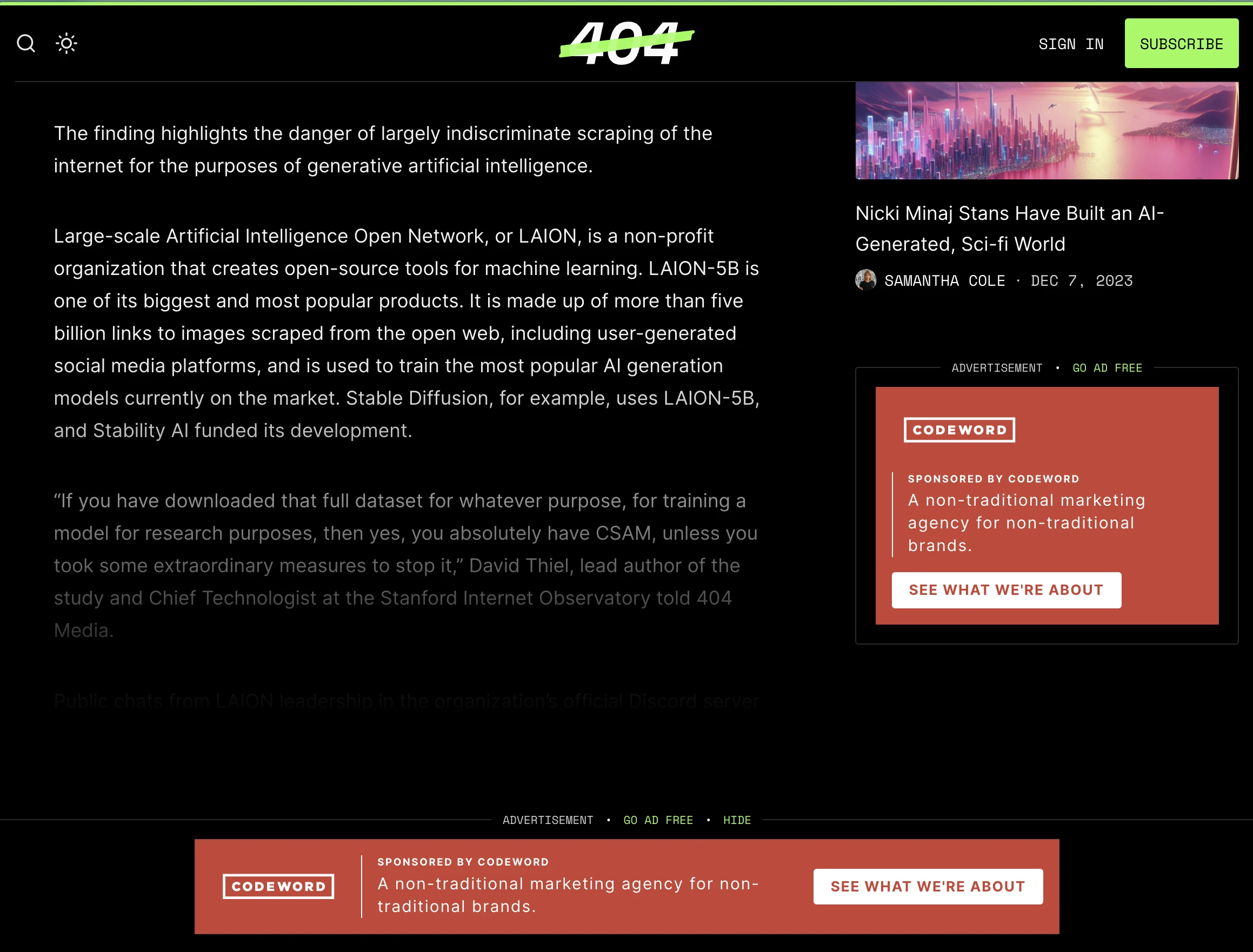 Web Ads placement example