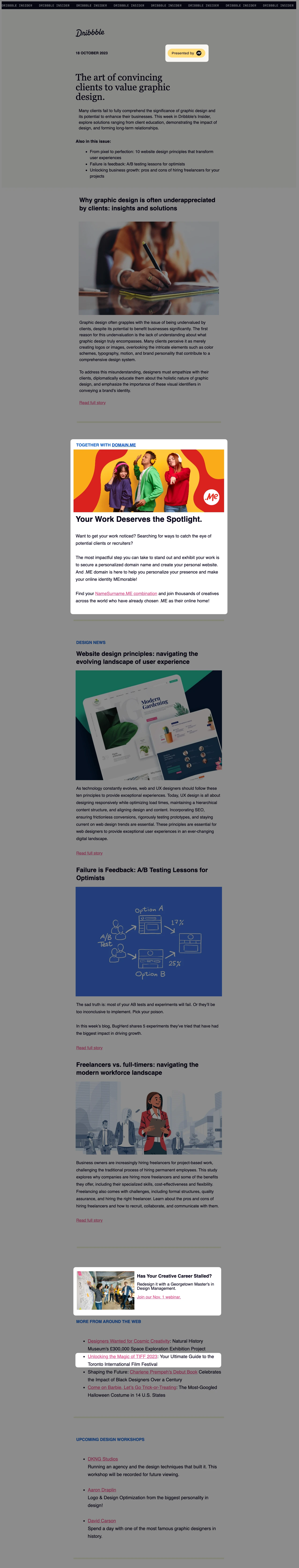 Insider Newsletter placement example