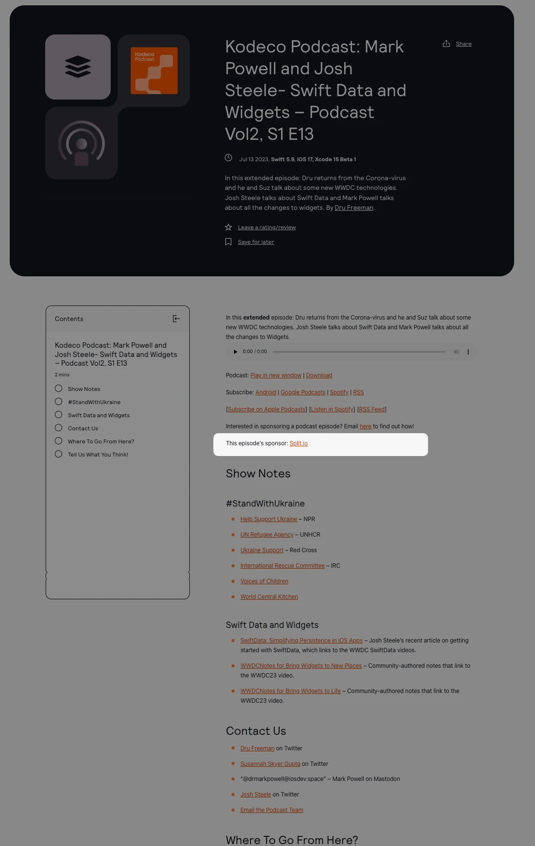 Kodeco Podcast placement example