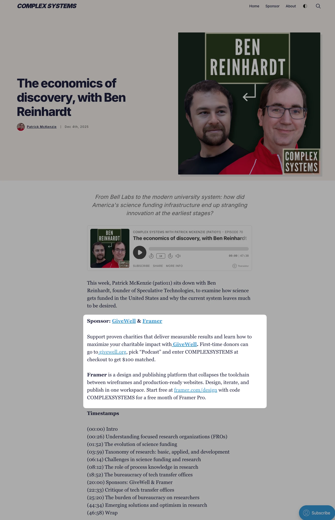 Weekly Podcast placement example