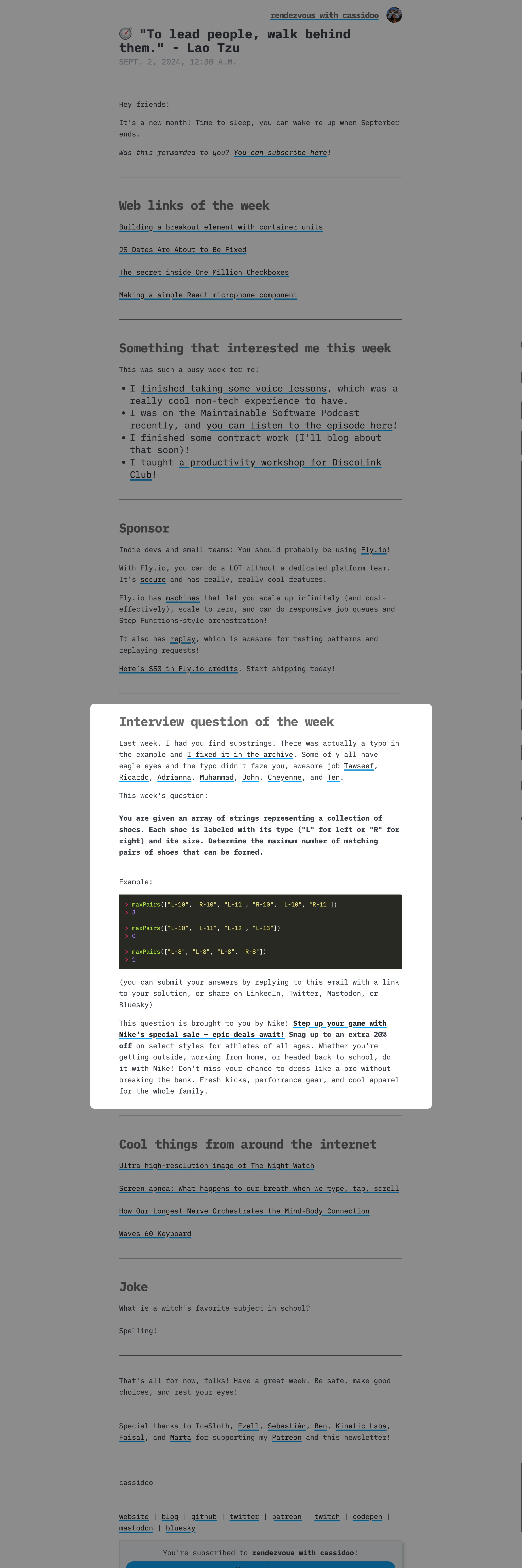Interview Question Sponsorship example on Rendezvous with Cassidoo