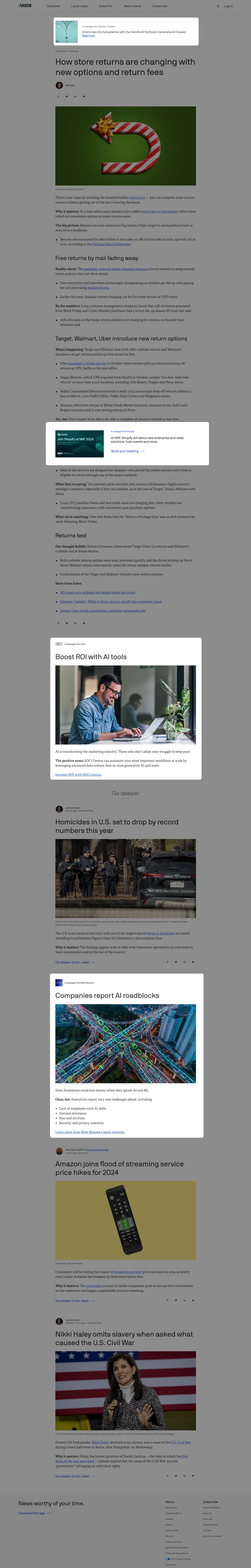 Axios Onsite placement example