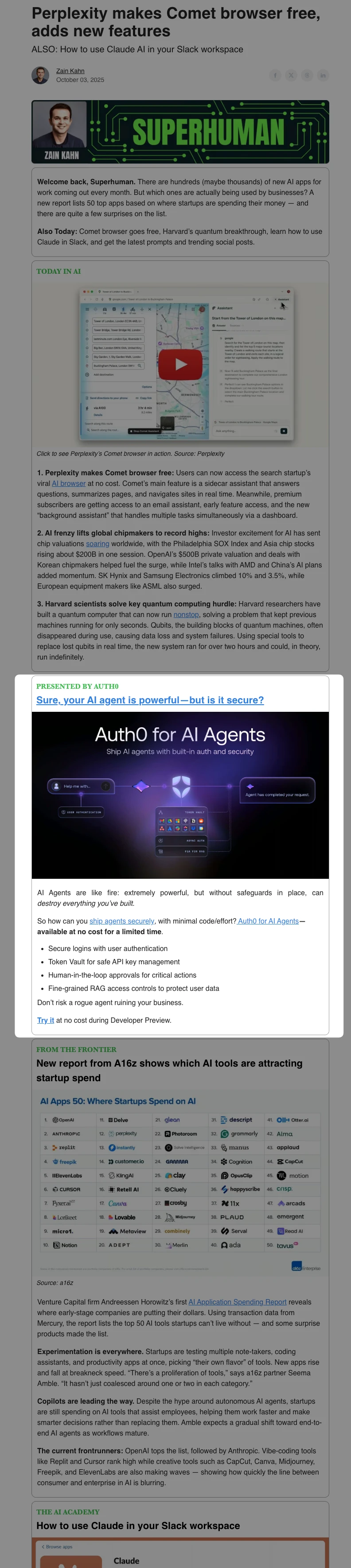 Daily Newsletter - Primary Ad placement example