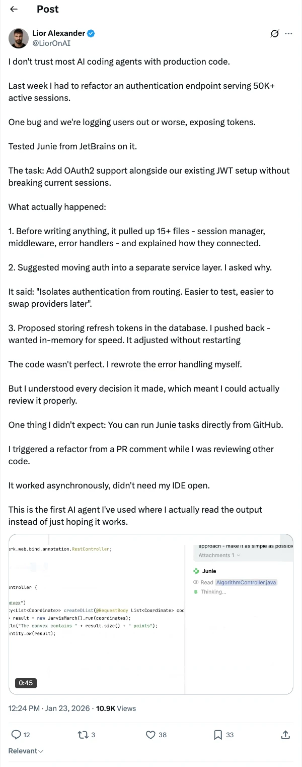 AlphaSignal - Founder Social Posts example on AlphaSignal AI