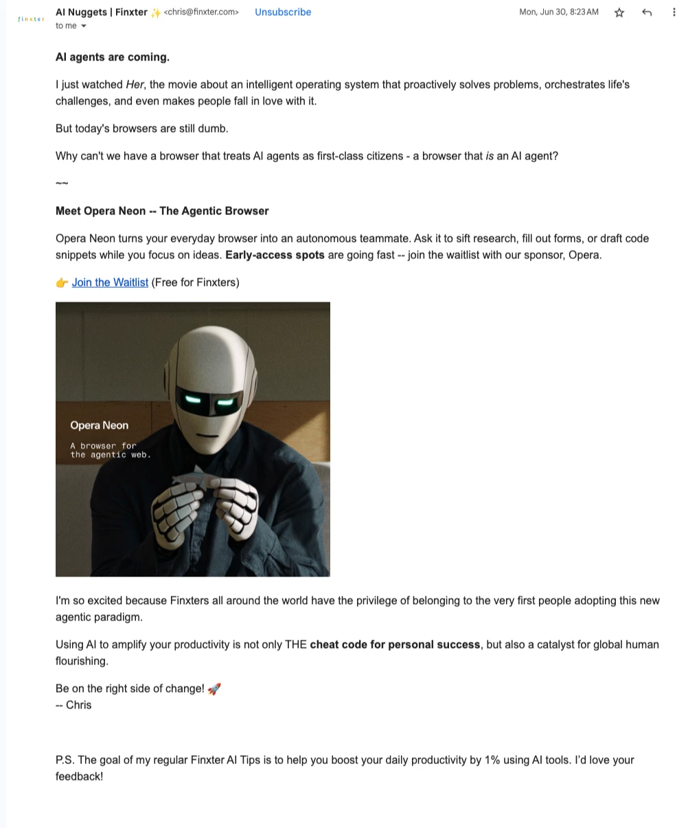 Finxter AI Newsletter placement example