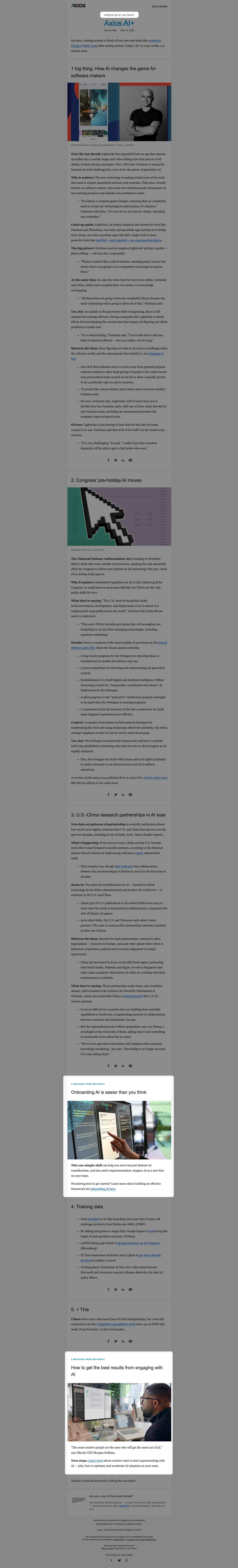 Axios AI+ Newsletter Sponsorship example on Axios