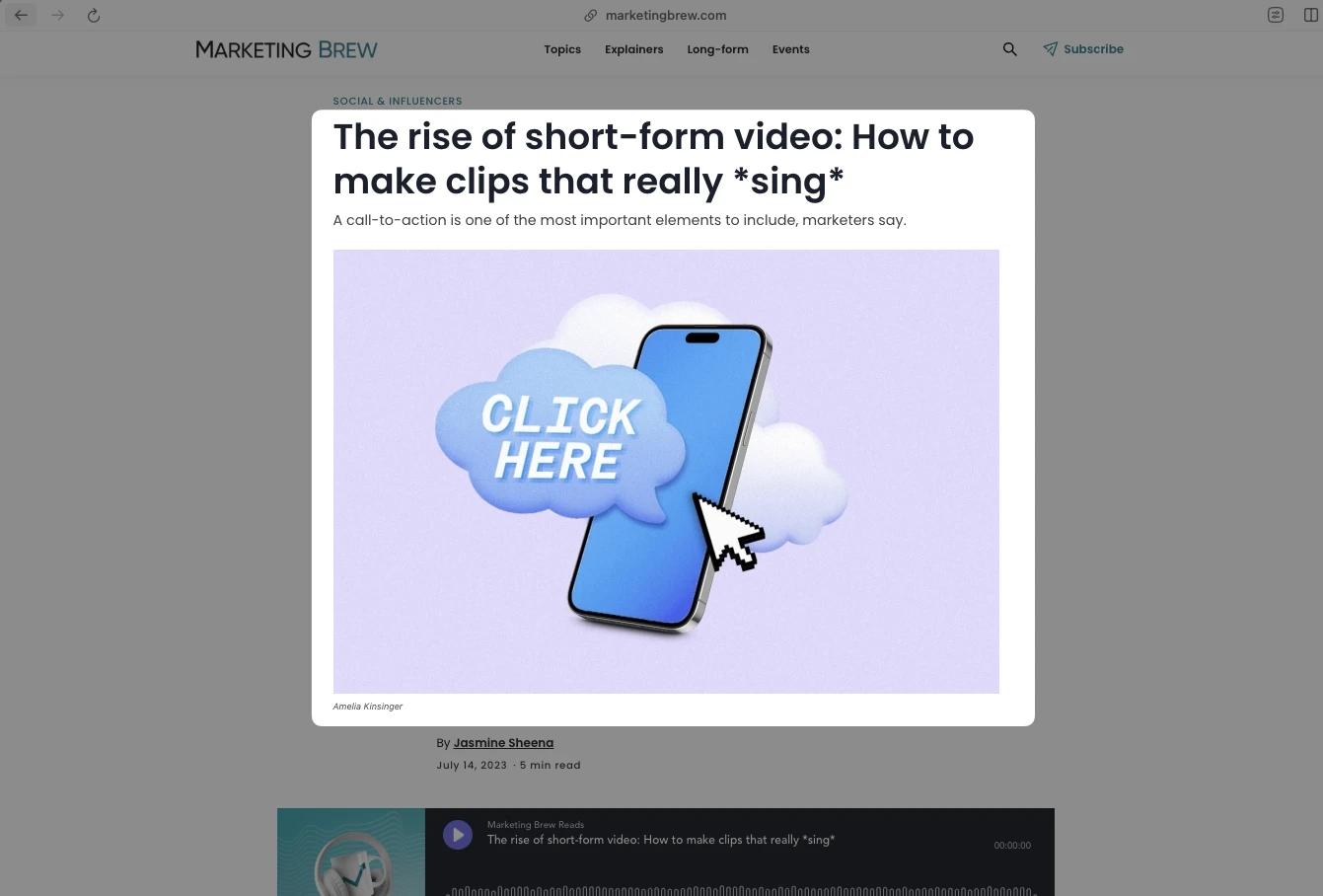 Custom Articles placement example