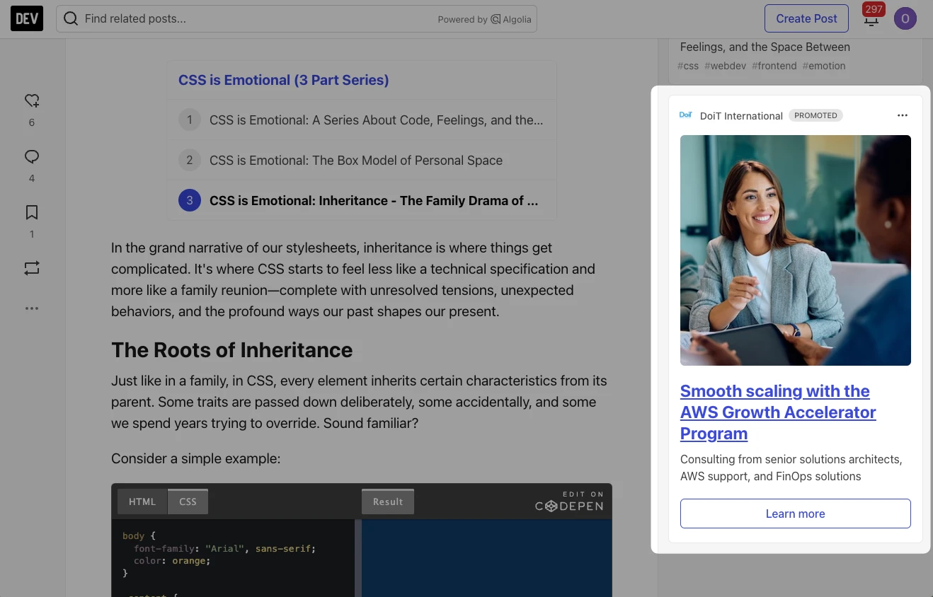Native Ads placement example