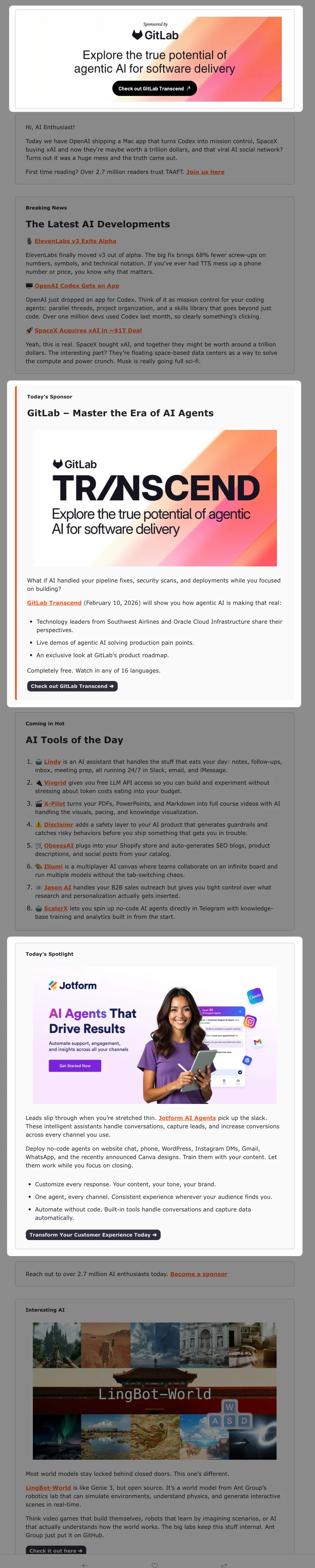 TAAFT Newsletter - Primary Sponsorship placement example