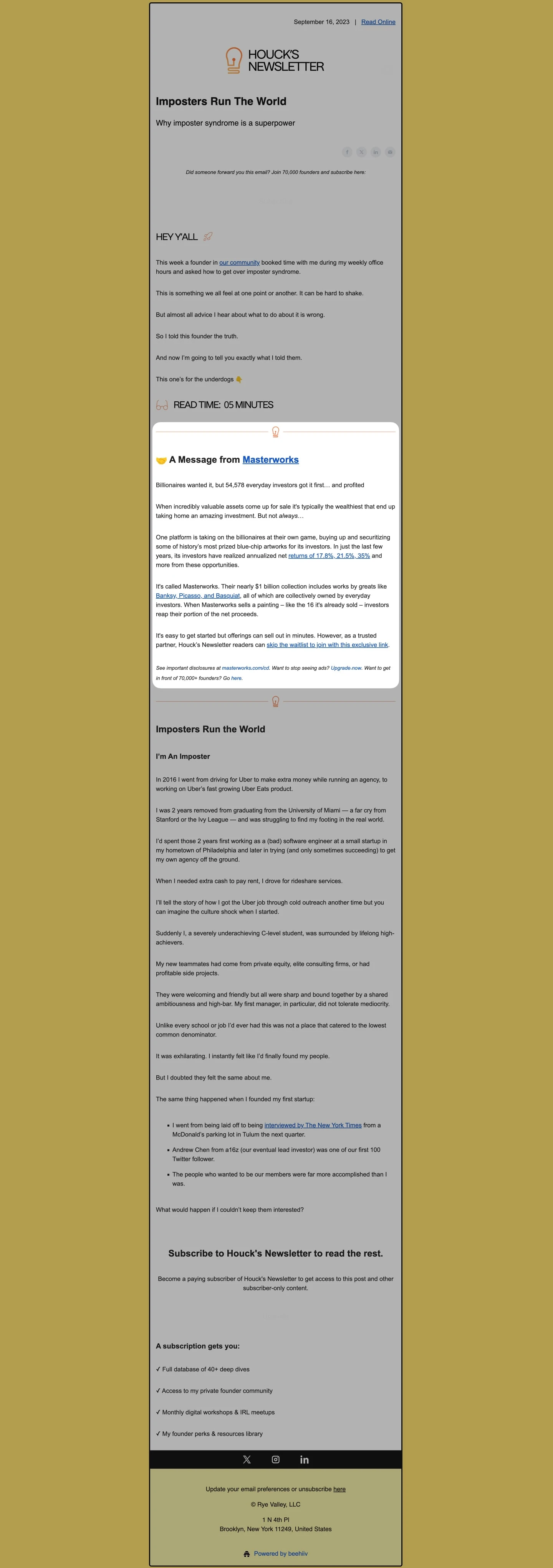 Featured Partner (Primary Sponsor) example on Houck's Newsletter