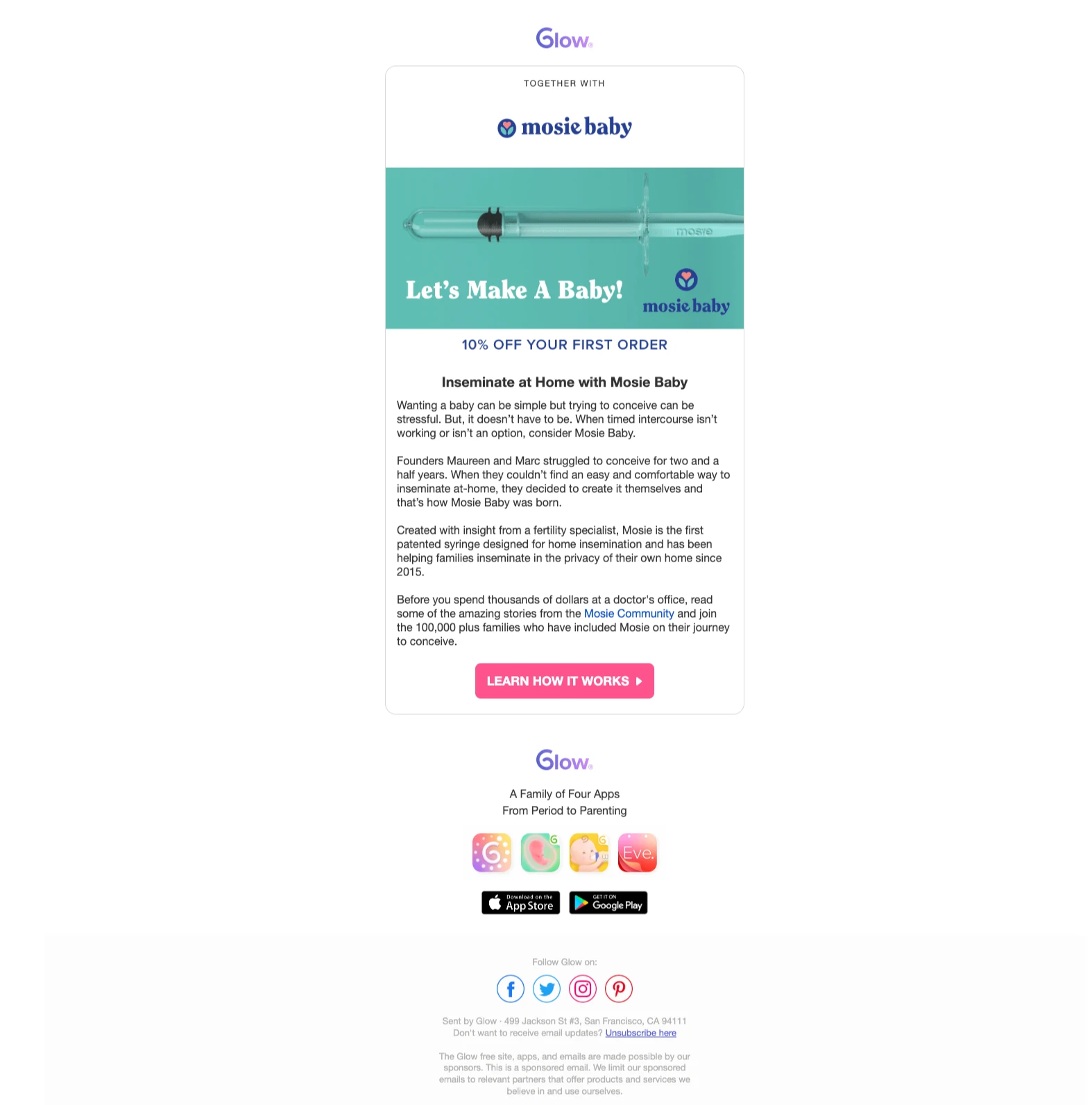 Dedicated Email example on Glow