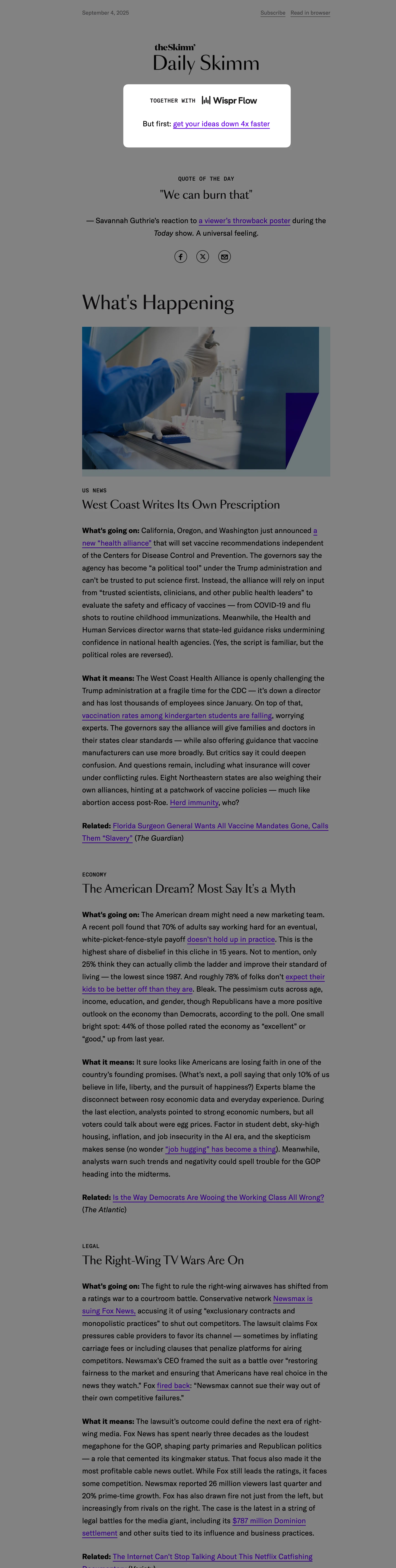 Daily Skimm Newsletter placement example