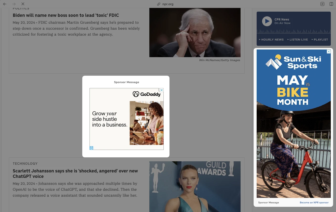 RON and Run of Content Display placement example