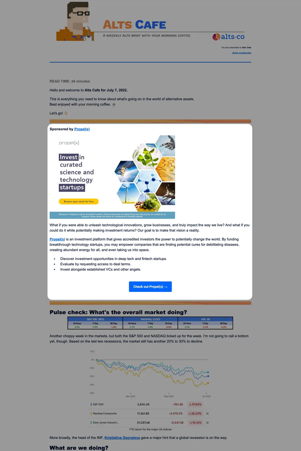 Alts Cafe Newsletter Sponsorship example on Alts.co